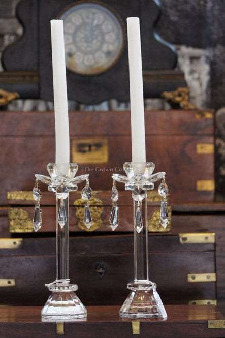 Pair Crystal Candlesticks With Prisms