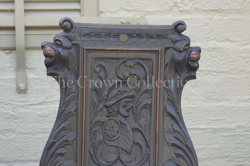 Pair Victorian Oak Hall Chairs