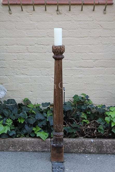 Late 18th/early 19th-century Carved Oak Architectural Pillar Candle Stick