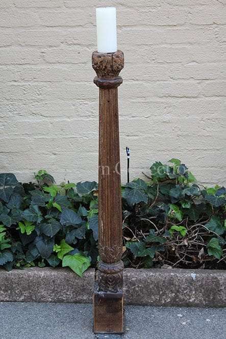 Late 18th/early 19th-century Carved Oak Architectural Pillar Candle Stick