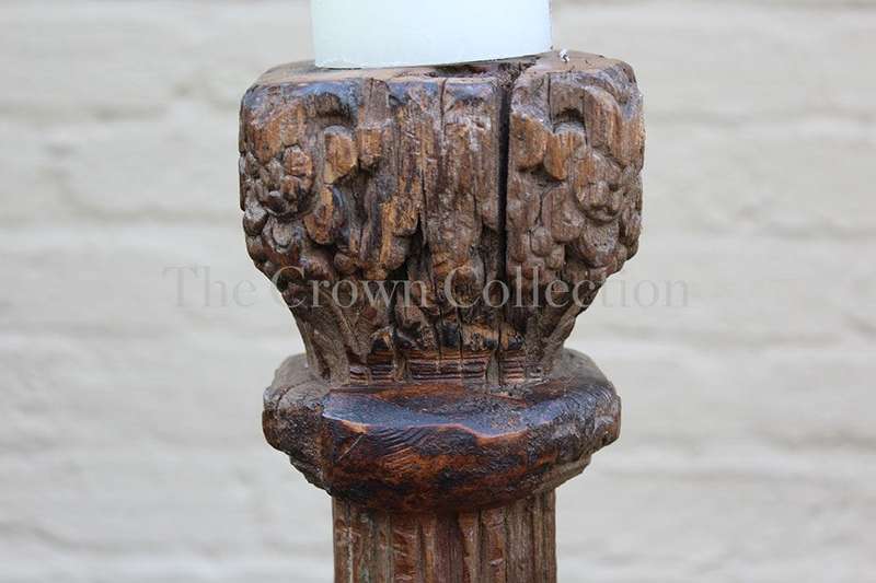 Late 18th/early 19th-century Carved Oak Architectural Pillar Candle Stick