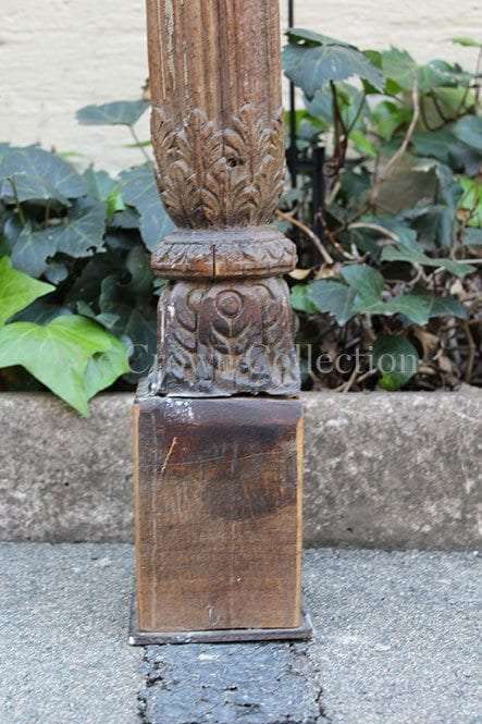 Late 18th/early 19th-century Carved Oak Architectural Pillar Candle Stick
