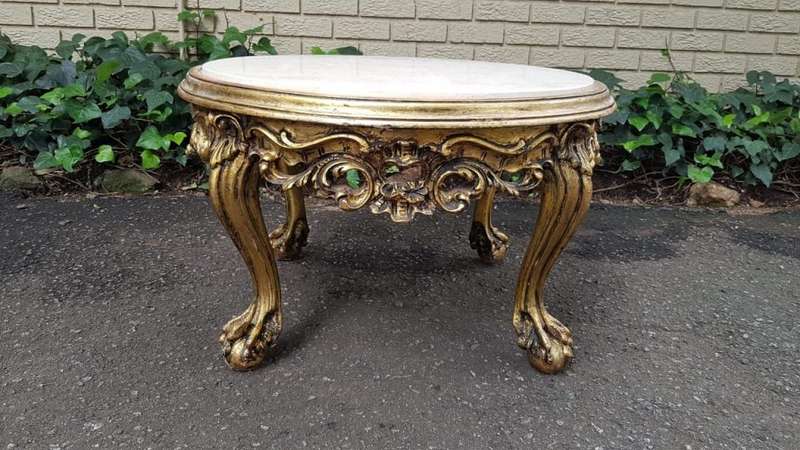 A 20th Century French Style Carved And Gilded Coffee / Side Table With Marble Top