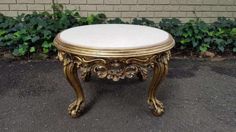 A 20th Century French Style Carved And Gilded Coffee / Side Table With Marble Top