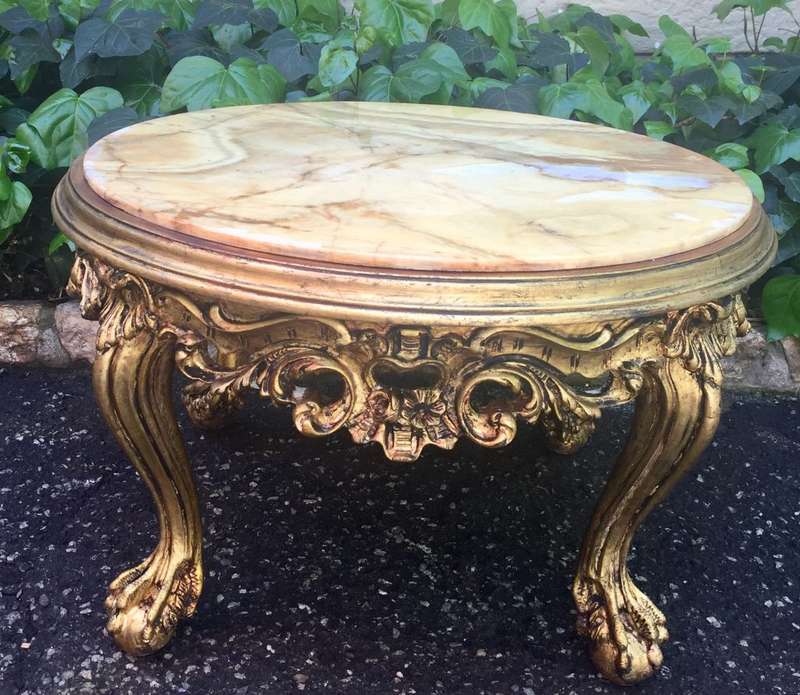 A 20th Century French Style Carved And Gilded Coffee / Side Table With Marble Top