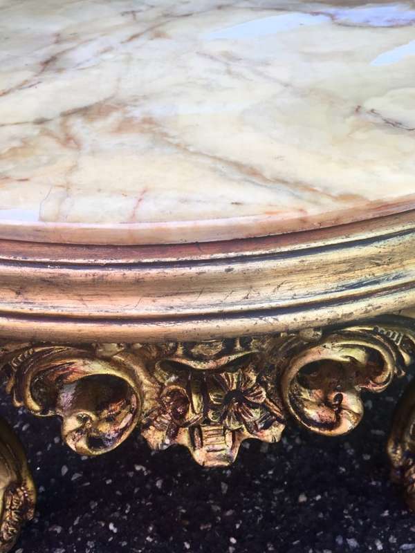 A 20th Century French Style Carved And Gilded Coffee / Side Table With Marble Top