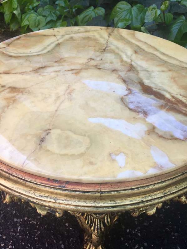 A 20th Century French Style Carved And Gilded Coffee / Side Table With Marble Top