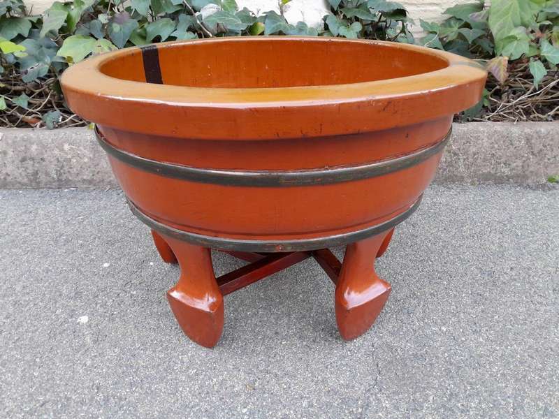 An Antique Original Chinese Wooden Basin on Stand