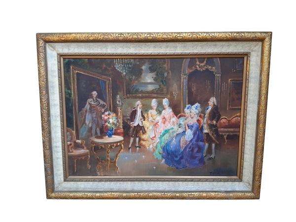 A French Scene Oil on Canvas With Signature