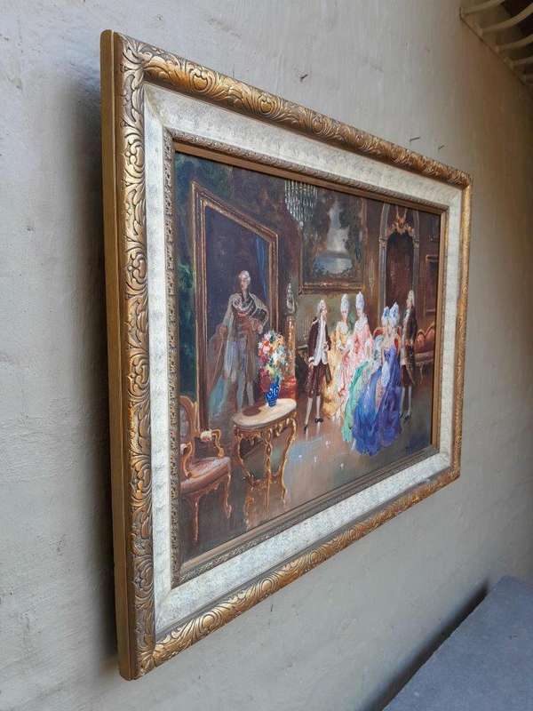 A French Scene Oil on Canvas With Signature