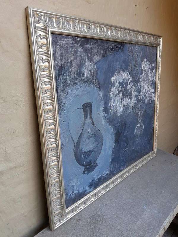 A 20th Century  Oil on Canvas Flowers of Large Proportions In Ornate Frame Signed