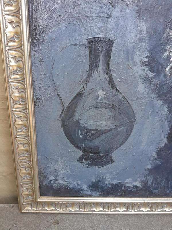 A 20th Century  Oil on Canvas Flowers of Large Proportions In Ornate Frame Signed