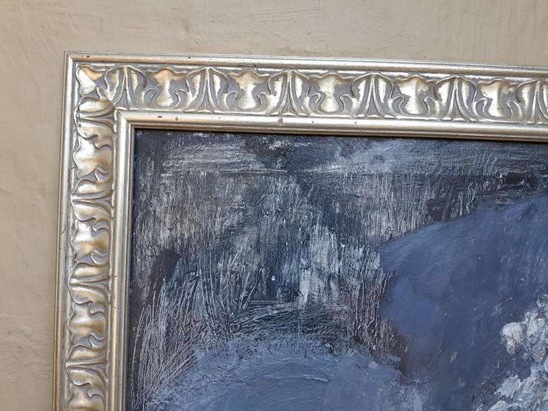 A 20th Century  Oil on Canvas Flowers of Large Proportions In Ornate Frame Signed