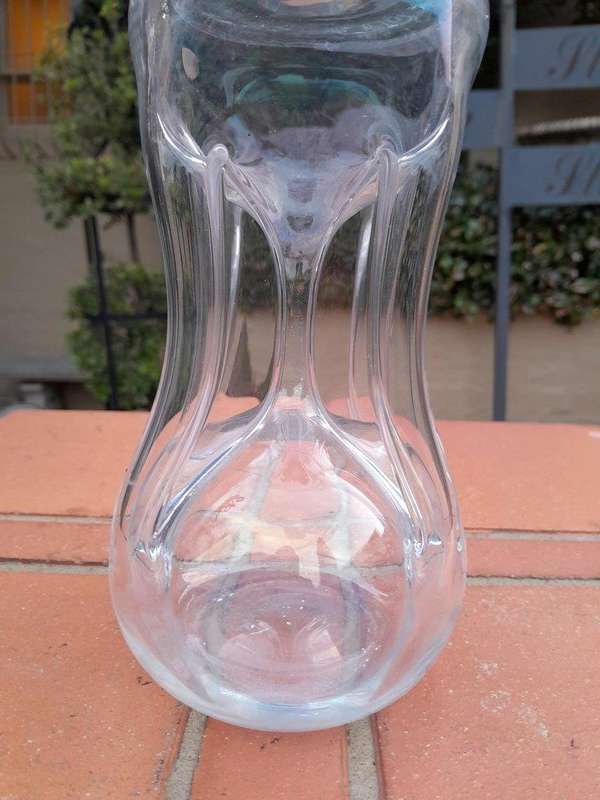 An Antique Victorian Circa 1890s  Glug-glug Decanter with Silver Collar