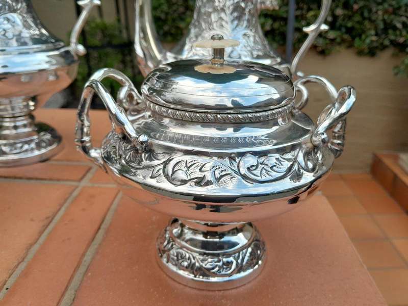 A Crown Collection Sheffield Set of Four Pieces of Silver Plate Tea Service
