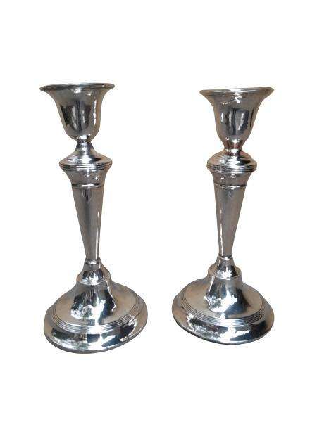 An Antique Sterling Silver English George V Pair of Candle sticks / Candle holders (913g Silver)