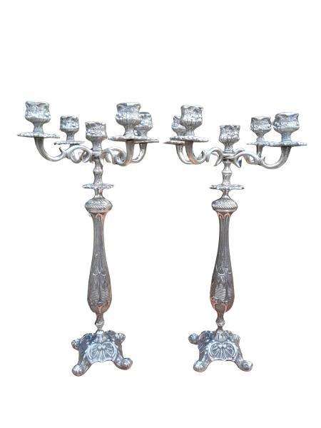 A Pair of Victorian Style Silver Plate Candelabras
