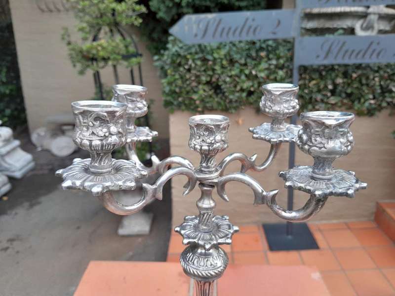 A Pair of Victorian Style Silver Plate Candelabras