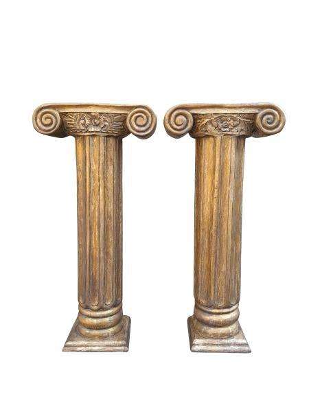 An Antique Circa 1900s Pair of Teak Wooden Plinths