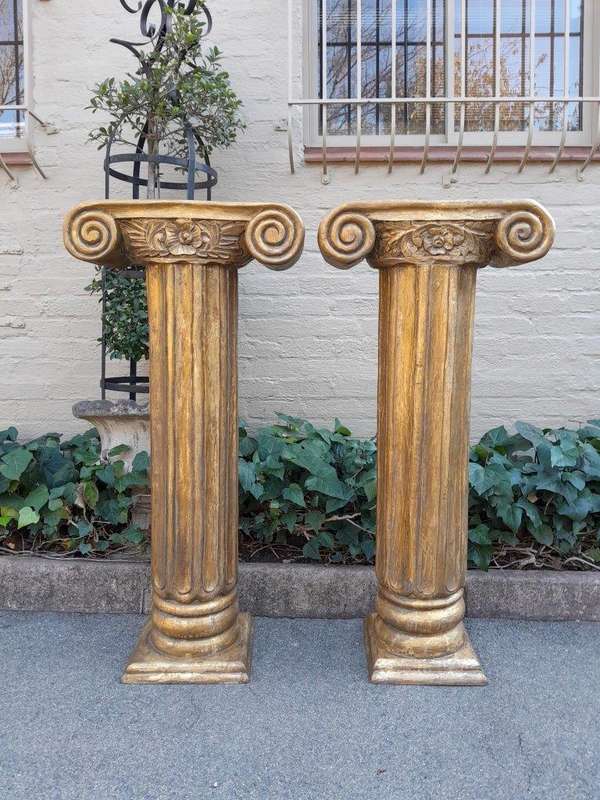 An Antique Circa 1900s Pair of Teak Wooden Plinths