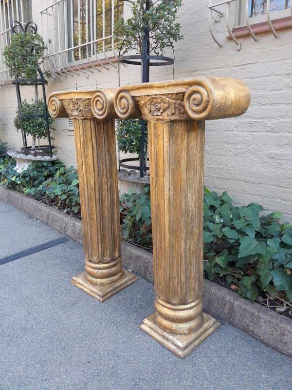 An Antique Circa 1900s Pair of Teak Wooden Plinths