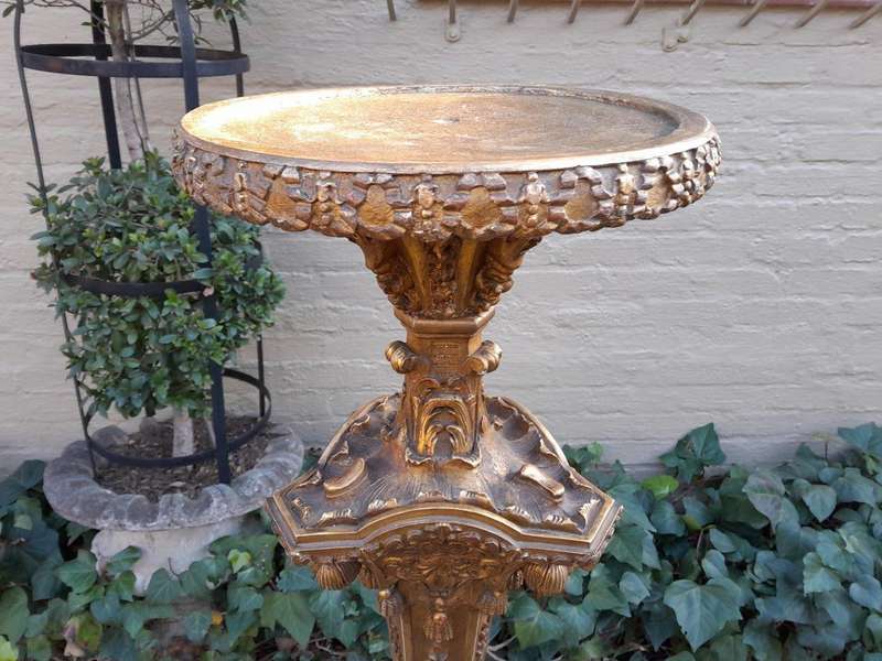 An Antique 19th Century Pair of Heavily Carved Gilt-Wood Candle Holders of Large Proportions