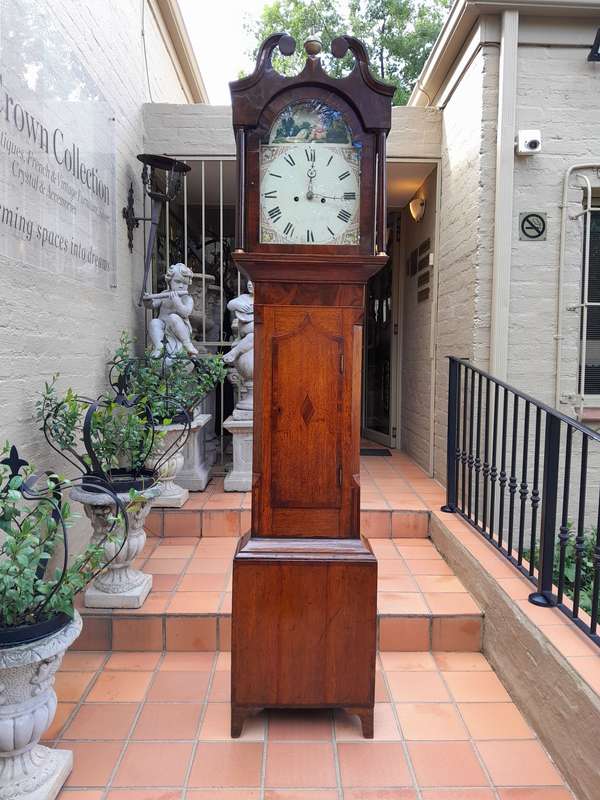 George III Oak and Mahogany Longcase Clock