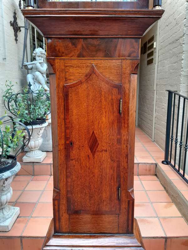 George III Oak and Mahogany Longcase Clock