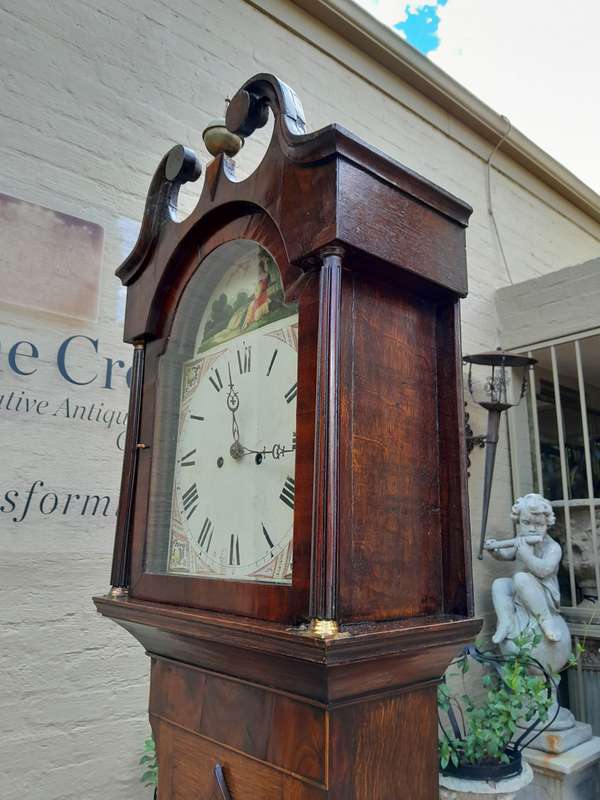 George III Oak and Mahogany Longcase Clock
