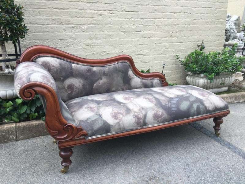 Antique Hand Carved Mahogany Chaise Longue
