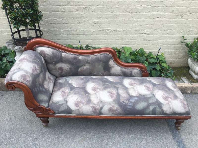 Antique Hand Carved Mahogany Chaise Longue