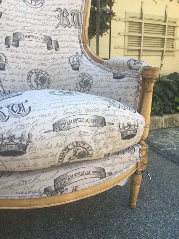 Fine Pair Late 19th Century French Style Bleached / Natural Armchairs upholstered