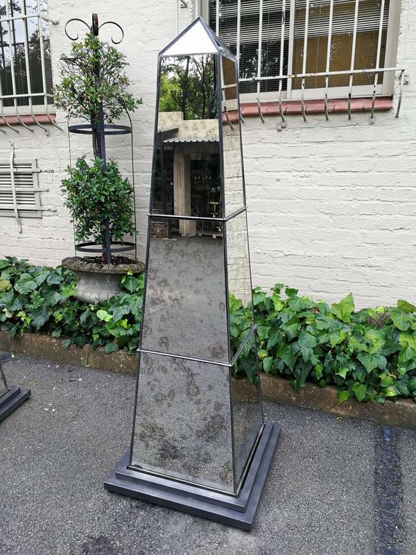 Pair Antique Style Mirrored Obelisks -ND