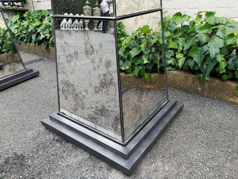 Pair Antique Style Mirrored Obelisks -ND