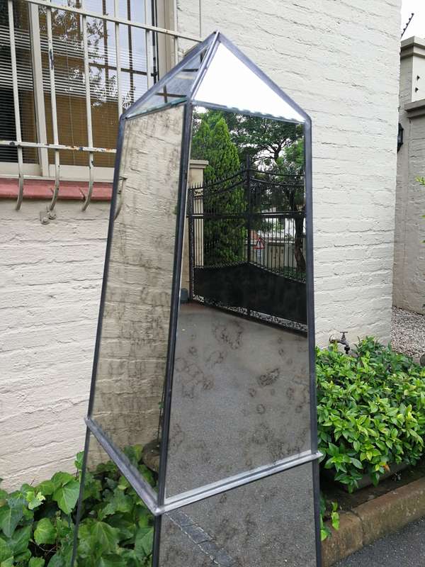 Pair Antique Style Mirrored Obelisks -ND