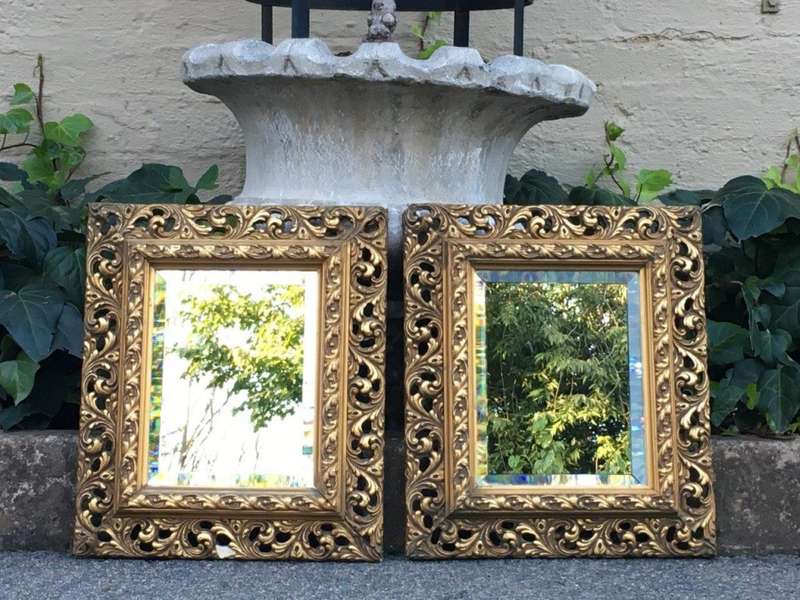 Pair Gilded Bevelled Mirrors