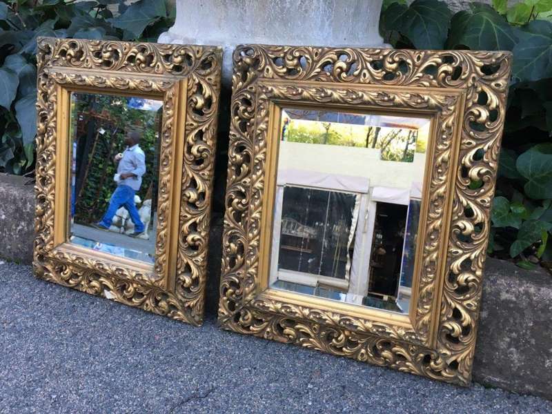Pair Gilded Bevelled Mirrors