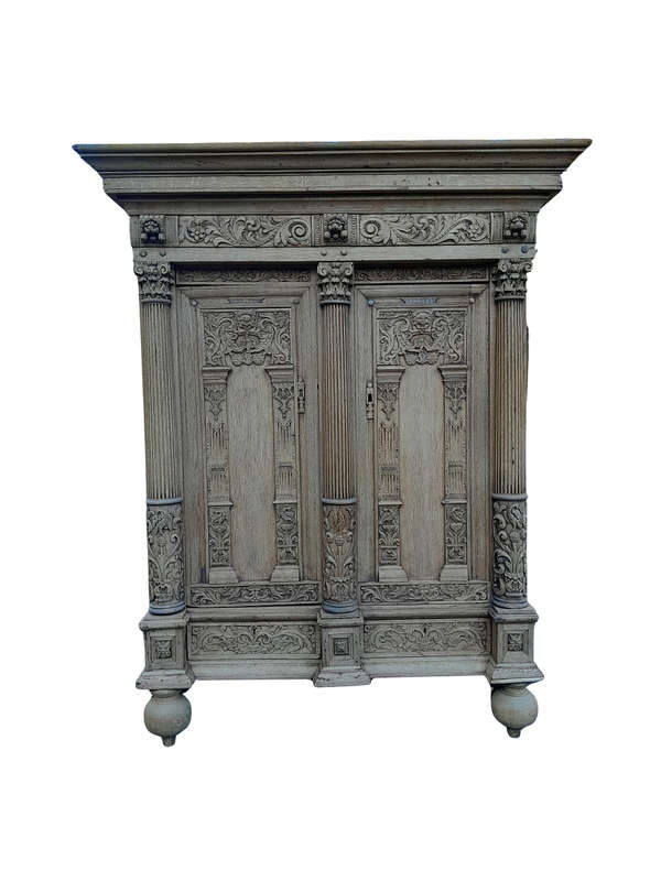 An 18th Century Renaissance Style Ornately Carved Cabinet/Armoire/ Kussenkast in a Contemporary B...