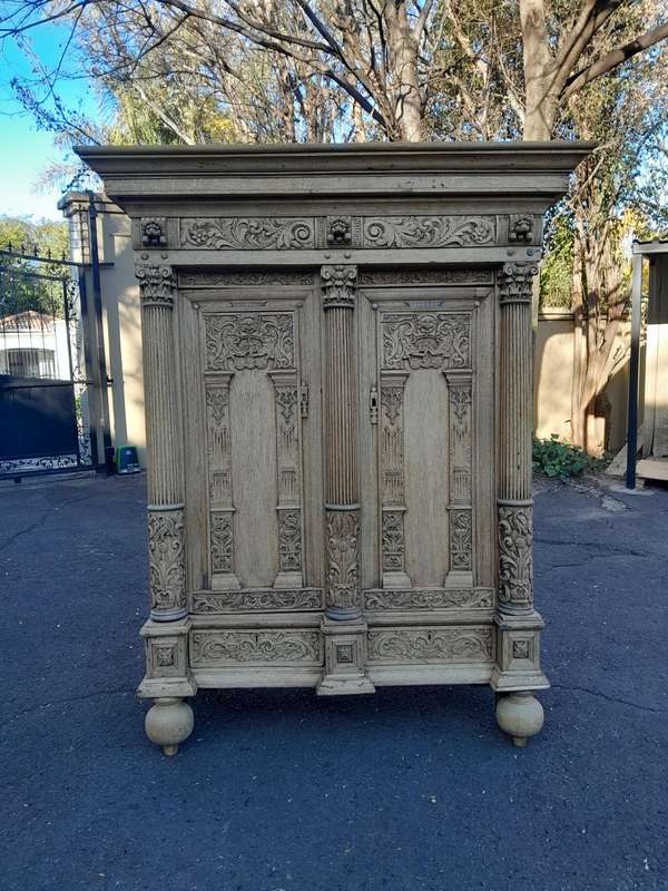 An 18th Century Renaissance Style Ornately Carved Cabinet/Armoire/ Kussenkast in a Contemporary B...