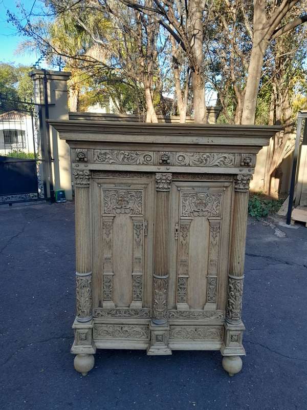 An 18th Century Renaissance Style Ornately Carved Cabinet/Armoire/ Kussenkast in a Contemporary B...