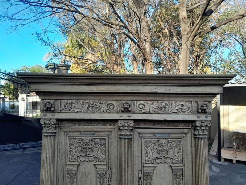 An 18th Century Renaissance Style Ornately Carved Cabinet/Armoire/ Kussenkast in a Contemporary B...