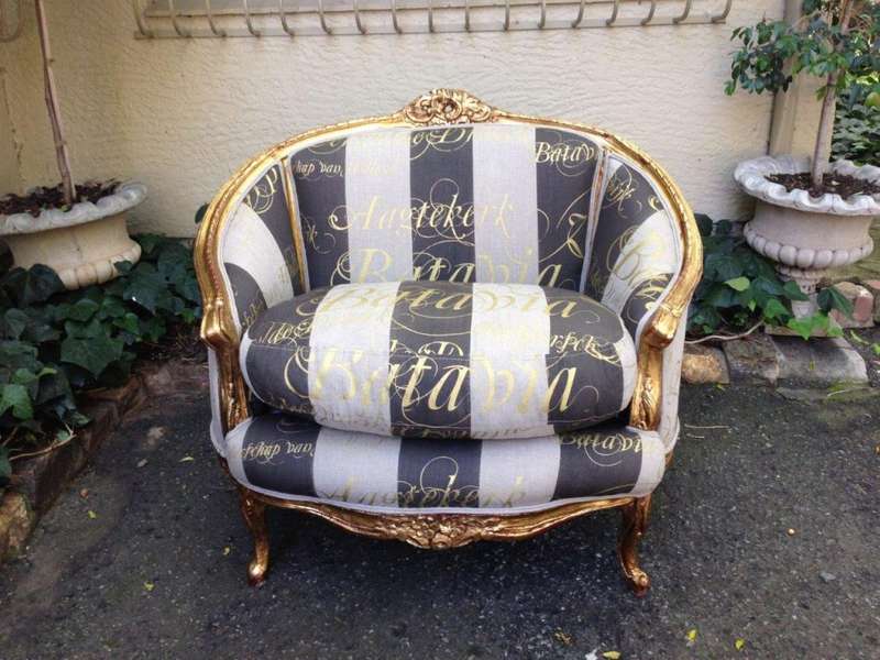 Pair Oversized French Bergere syle gilded armchairs hand gilded in  gold leaf upholstered with ha...