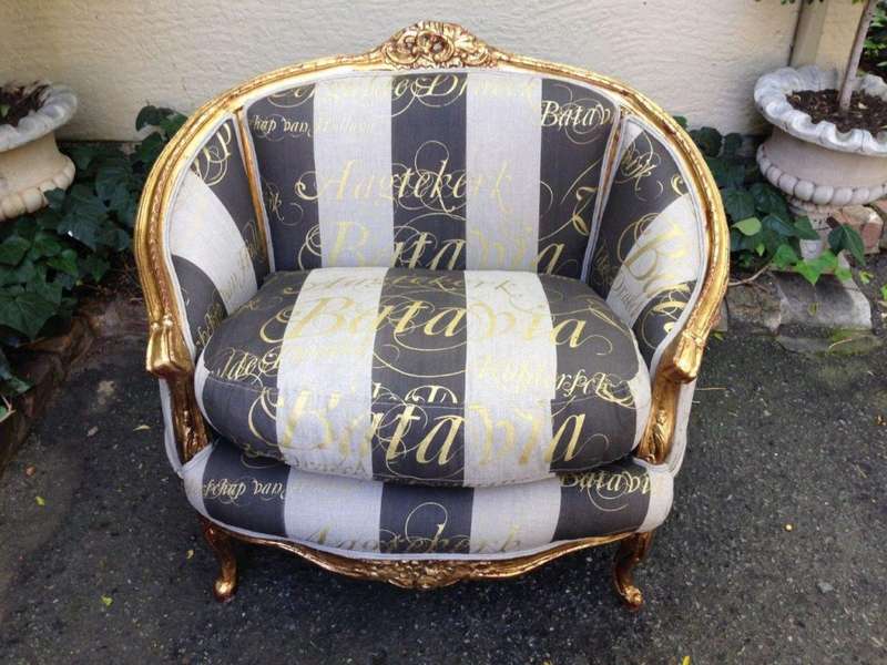 Pair Oversized French Bergere syle gilded armchairs hand gilded in  gold leaf upholstered with ha...