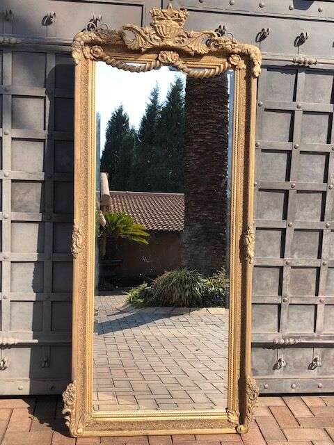 Ornately Carved and Gilded Beveled Mirror (various shades of gold available)