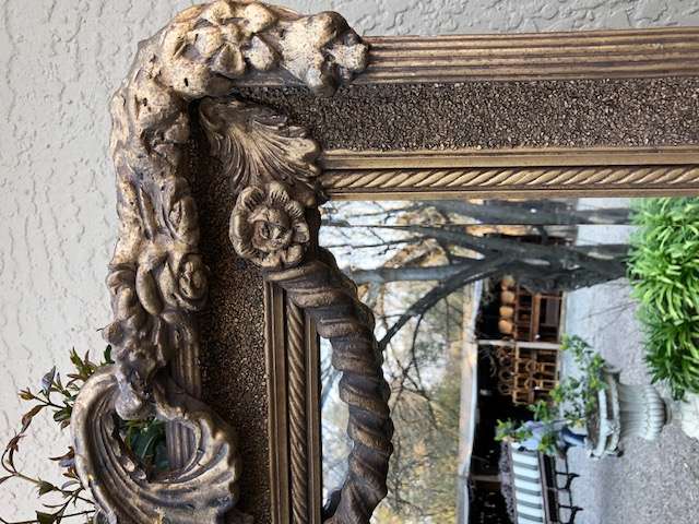Ornately Carved and Gilded Beveled Mirror (various shades of gold available)