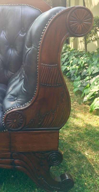 A Regency Style Carved Rosewood Settee. Circa 1830