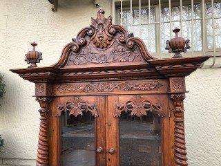 Rare 19TH Century Renaissance solid walnut buffet hutch server with marble top. Italian. Circa 1800