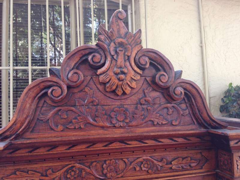 Rare 19TH Century Renaissance solid walnut buffet hutch server with marble top. Italian. Circa 1800