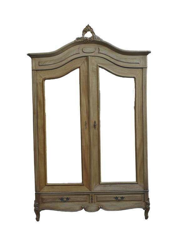A 20th Century French Rococo Style Armoire with Bevelled Mirrors and Drawers finished in a contem...