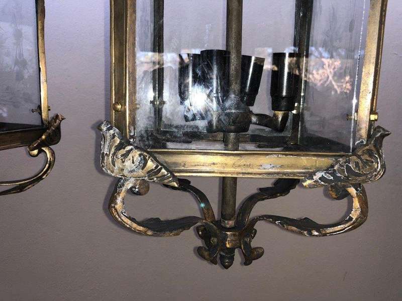 Set of 3 Chandelier Lantern with Brass